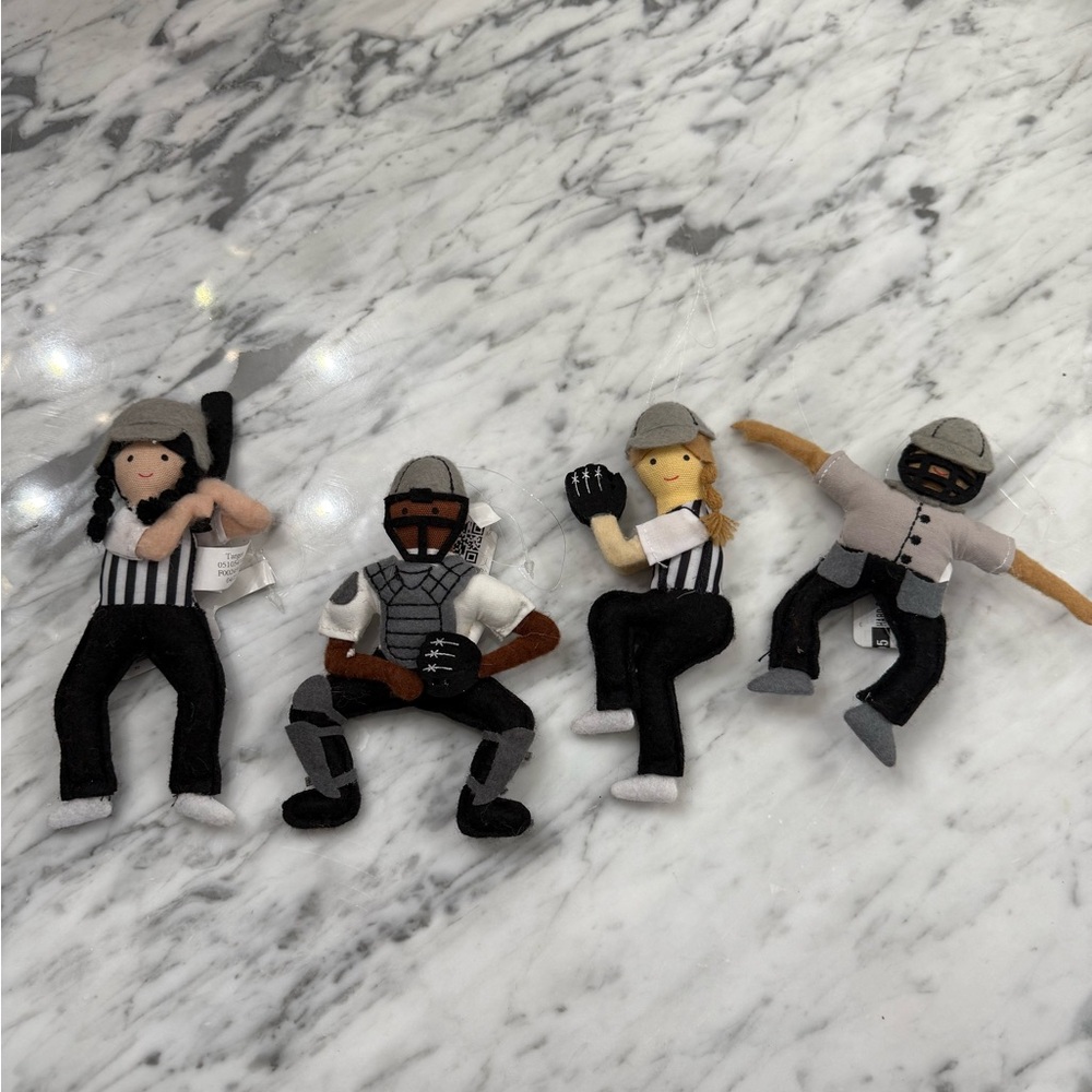 NWT Baseball Softball Players Felt Ornament Set of 4 - Picture 4 of 4